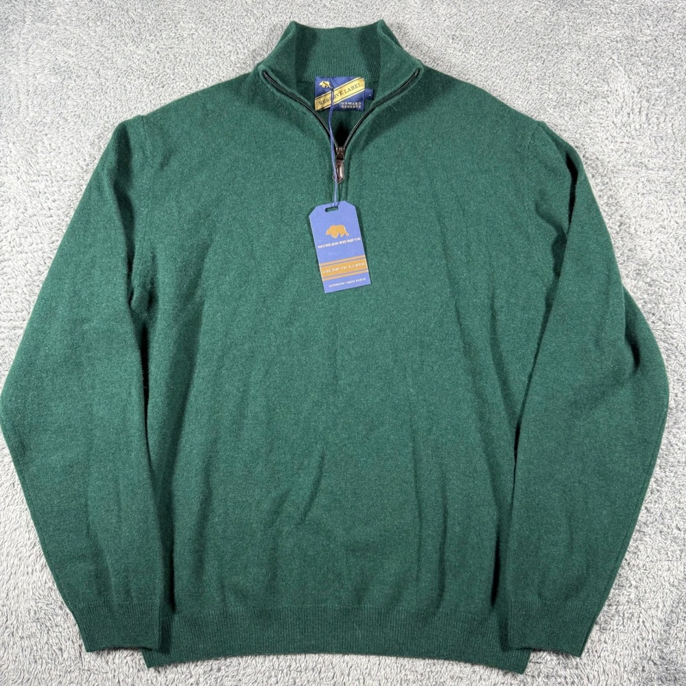 NWT Onward Reserve James Cashmere 1/4 Zip Mens Large Green Botanical Garden Swea